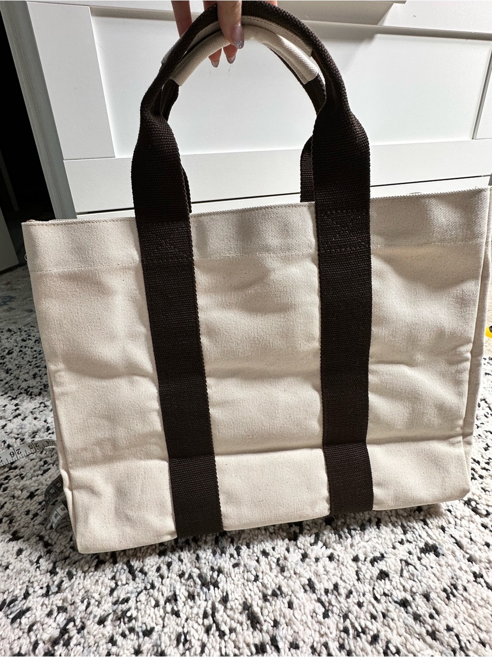 Canvas Beach Tote Cream/Brown - Picture 6 of 11